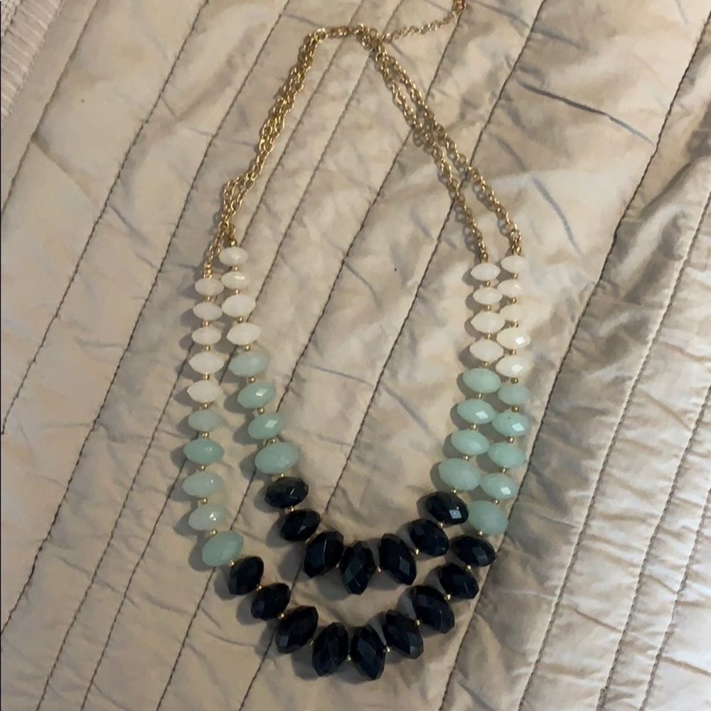 Blue/white beaded necklace- perfect condition